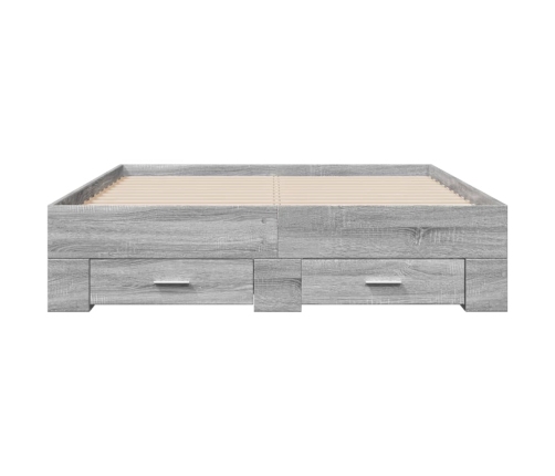 Cama con cajones madera ingeniería gris Sonoma 120x200 cm