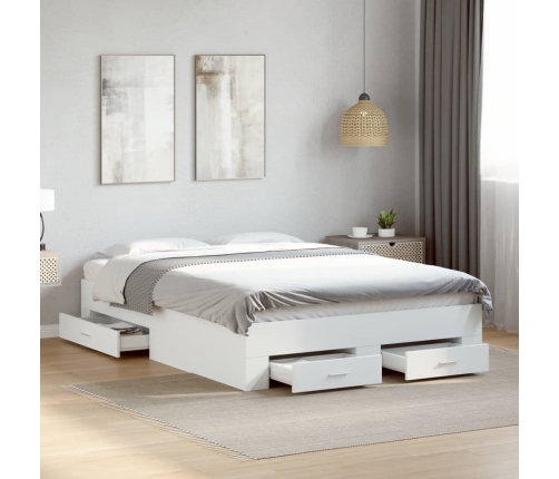 Cama con cajones madera de ingeniería blanca 140x190 cm