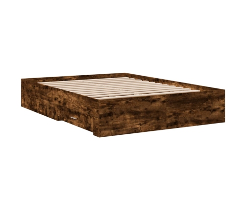 vidaXL Cama con cajones madera de ingeniería roble ahumado 140x190 cm