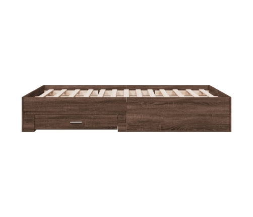 Cama con cajones madera de ingeniería marrón roble 140x190 cm