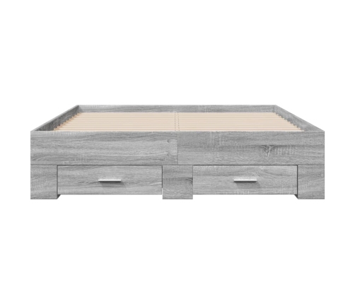 Cama con cajones madera de ingeniería gris Sonoma 135x190 cm