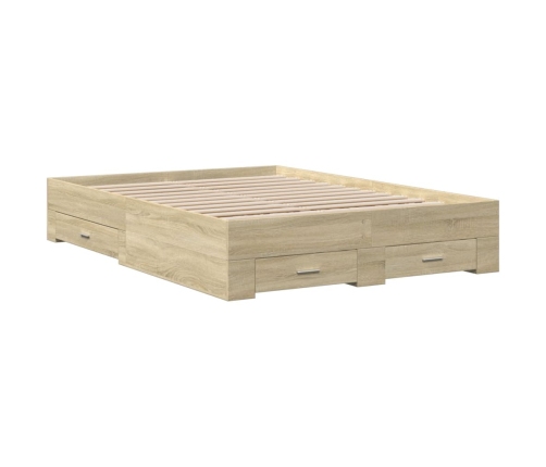 Cama con cajones madera de ingeniería roble Sonoma 120x190 cm