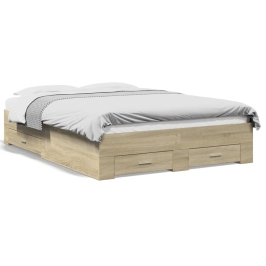 Cama con cajones madera de ingeniería roble Sonoma 120x190 cm