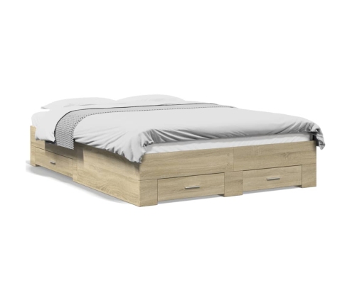 Cama con cajones madera de ingeniería roble Sonoma 120x190 cm