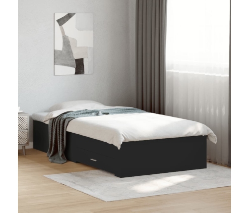 Cama con cajones madera de ingeniería negro 100x200 cm