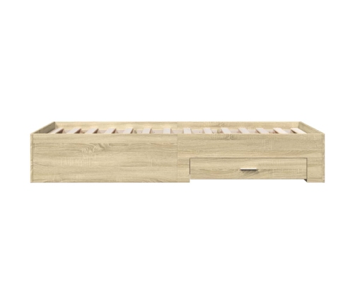 vidaXL Cama con cajones madera ingeniería roble Sonoma 100x200 cm