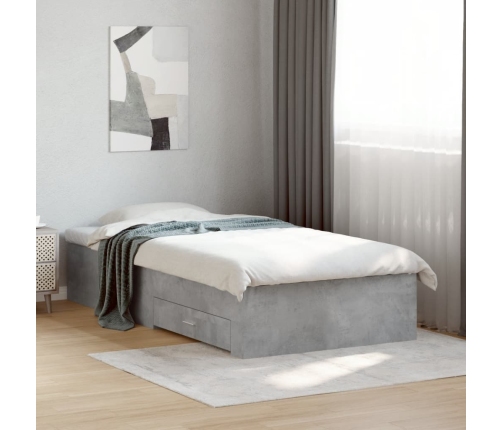 Cama con cajones madera ingeniería gris hormigón 90x200 cm