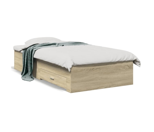 vidaXL Cama con cajones madera ingeniería roble Sonoma 90x190 cm