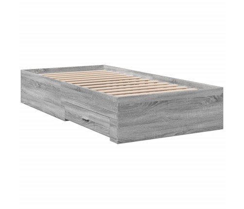 Cama con cajones madera de ingeniería gris Sonoma 90x190 cm