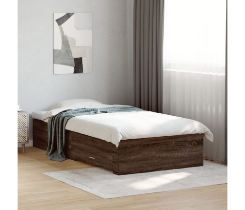 Cama con cajones madera de ingeniería marrón roble 90x190 cm