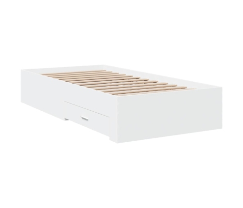 vidaXL Cama con cajones madera de ingeniería blanca 75x190 cm