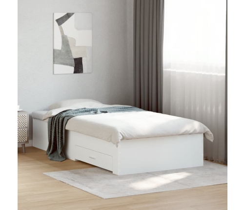 vidaXL Cama con cajones madera de ingeniería blanca 75x190 cm