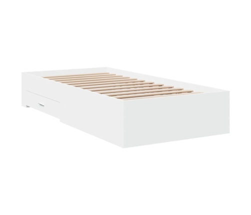 vidaXL Cama con cajones madera de ingeniería blanca 75x190 cm