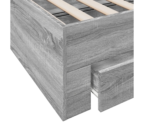 Cama con cajones madera de ingeniería gris Sonoma 75x190 cm