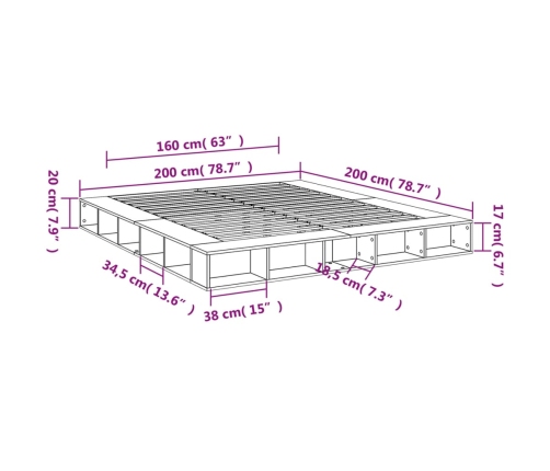 Estructura de cama madera de ingeniería blanca 200x200 cm