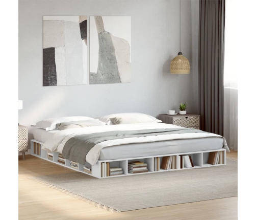 Estructura de cama madera de ingeniería blanca 180x200 cm