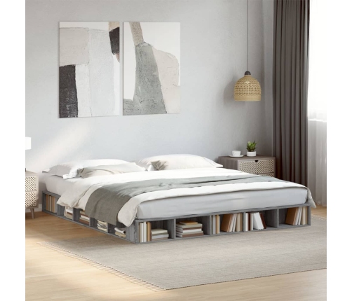 Estructura de cama madera de ingeniería gris Sonoma 180x200 cm