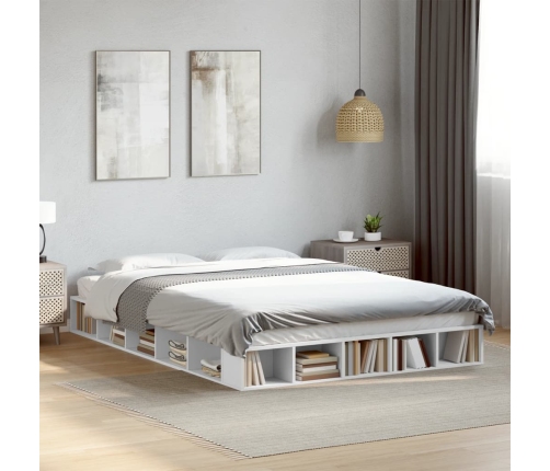 vidaXL Estructura de cama madera de ingeniería blanca 150x200 cm