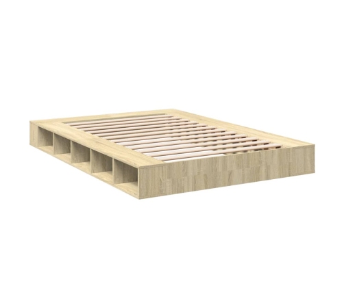 vidaXL Estructura de cama madera de ingeniería roble Sonoma 140x200 cm