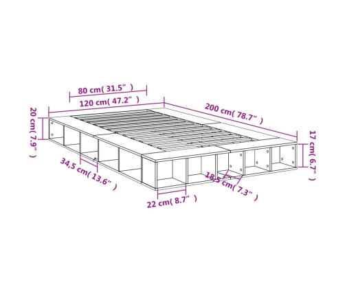 Estructura de cama madera de ingeniería negra 120x200 cm