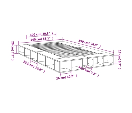 vidaXL Estructura de cama madera de ingeniería blanca 140x190 cm