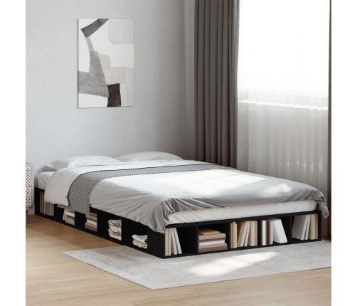 Estructura de cama madera de ingeniería negra 140x190 cm