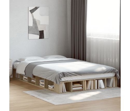 Estructura de cama madera de ingeniería roble Sonoma 140x190 cm