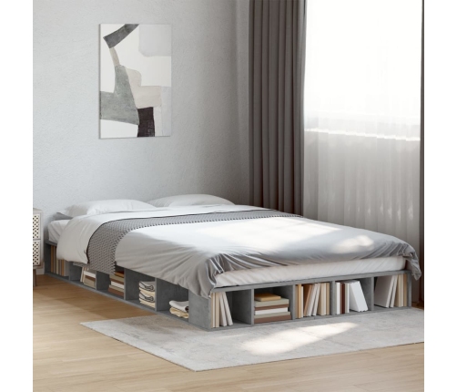 Estructura de cama madera de ingeniería gris hormigón 140x190cm