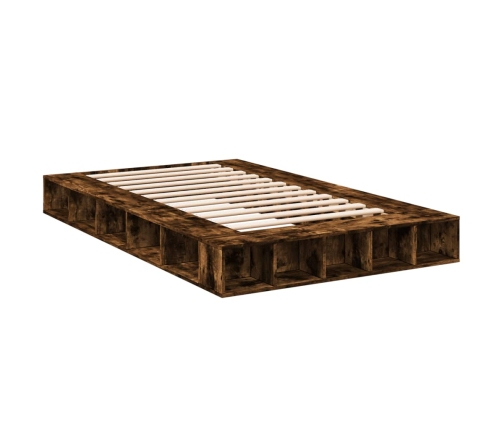 Estructura de cama madera de ingeniería roble ahumado 135x190cm