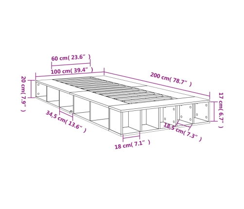 Estructura de cama madera de ingeniería blanca 100x200 cm