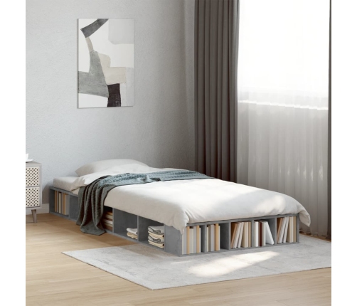 Estructura de cama madera de ingeniería gris hormigón 100x200cm
