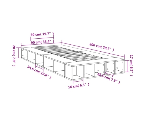 Estructura de cama madera de ingeniería blanca 90x200 cm