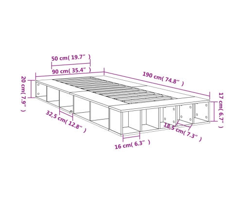 Estructura de cama madera de ingeniería blanca 90x190 cm