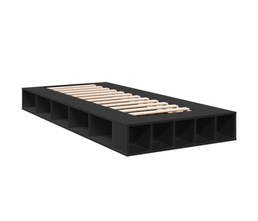 Estructura de cama madera de ingeniería negra 90x190 cm