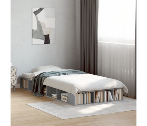 Estructura de cama madera de ingeniería gris hormigón 90x190 cm