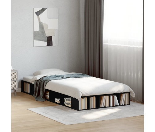 Estructura de cama madera de ingeniería negra 75x190 cm