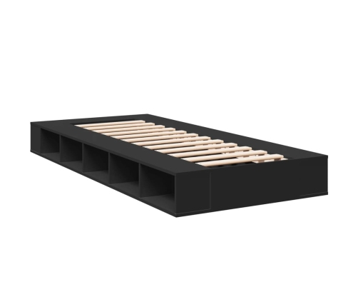 Estructura de cama madera de ingeniería negra 75x190 cm