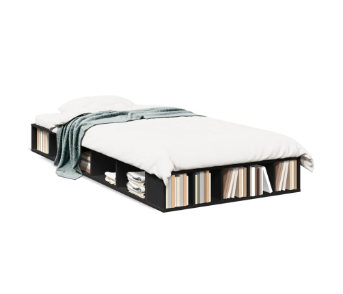 Estructura de cama madera de ingeniería negra 75x190 cm