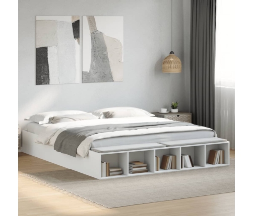 Estructura de cama madera de ingeniería blanca 200x200 cm