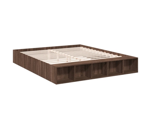 Estructura de cama madera de ingeniería marrón roble 200x200 cm