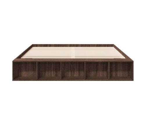 Estructura de cama madera de ingeniería marrón roble 200x200 cm