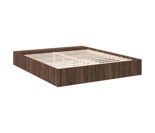 Estructura de cama madera de ingeniería marrón roble 200x200 cm