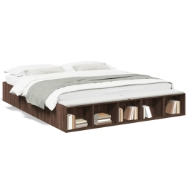 Estructura de cama madera de ingeniería marrón roble 200x200 cm