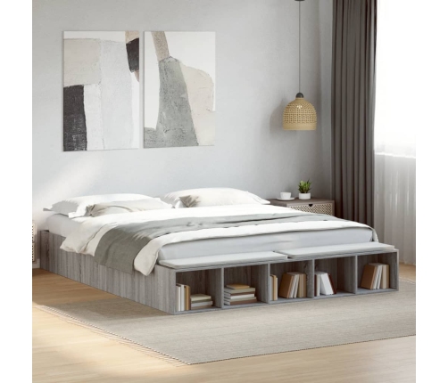 Estructura de cama madera de ingeniería gris Sonoma 180x200 cm