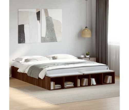 vidaXL Estructura de cama madera de ingeniería marrón roble 180x200 cm