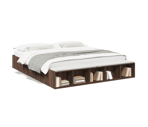 vidaXL Estructura de cama madera de ingeniería marrón roble 180x200 cm