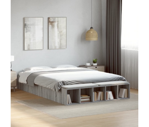 Estructura de cama madera de ingeniería gris Sonoma 160x200 cm