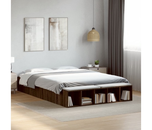 vidaXL Estructura de cama madera de ingeniería marrón roble 160x200 cm