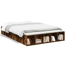 Estructura de cama madera de ingeniería roble ahumado 140x200cm