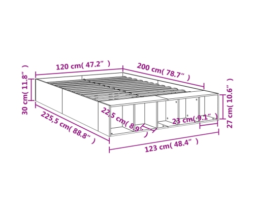 Estructura de cama madera de ingeniería roble Sonoma 120x200 cm